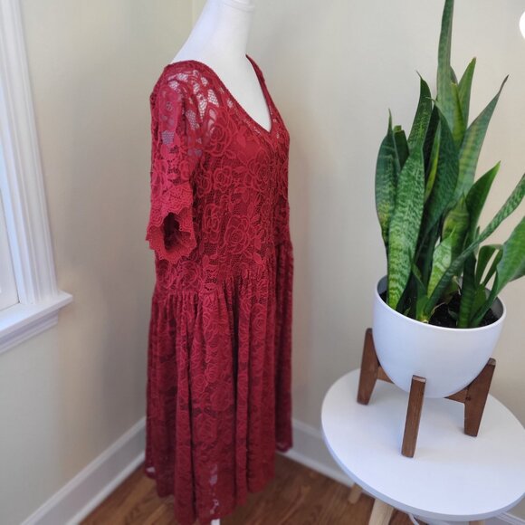 Torrid Red Mini Skater Dress Lace Fully Lined Short Ruffle Sleeve Women's 3X NWT - Picture 10 of 16